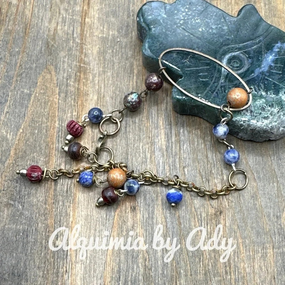 Sodalite handmade charms adjustable rosary link chain bracelet western rodeo - Picture 1 of 10